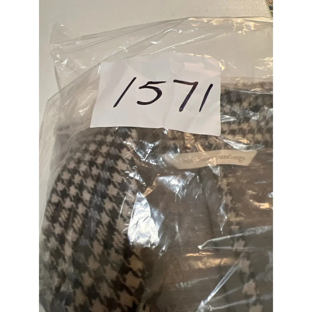 Soft Surroundings Houndstooth Jacket Womens M Brown Plaid Knit Pleated Coat